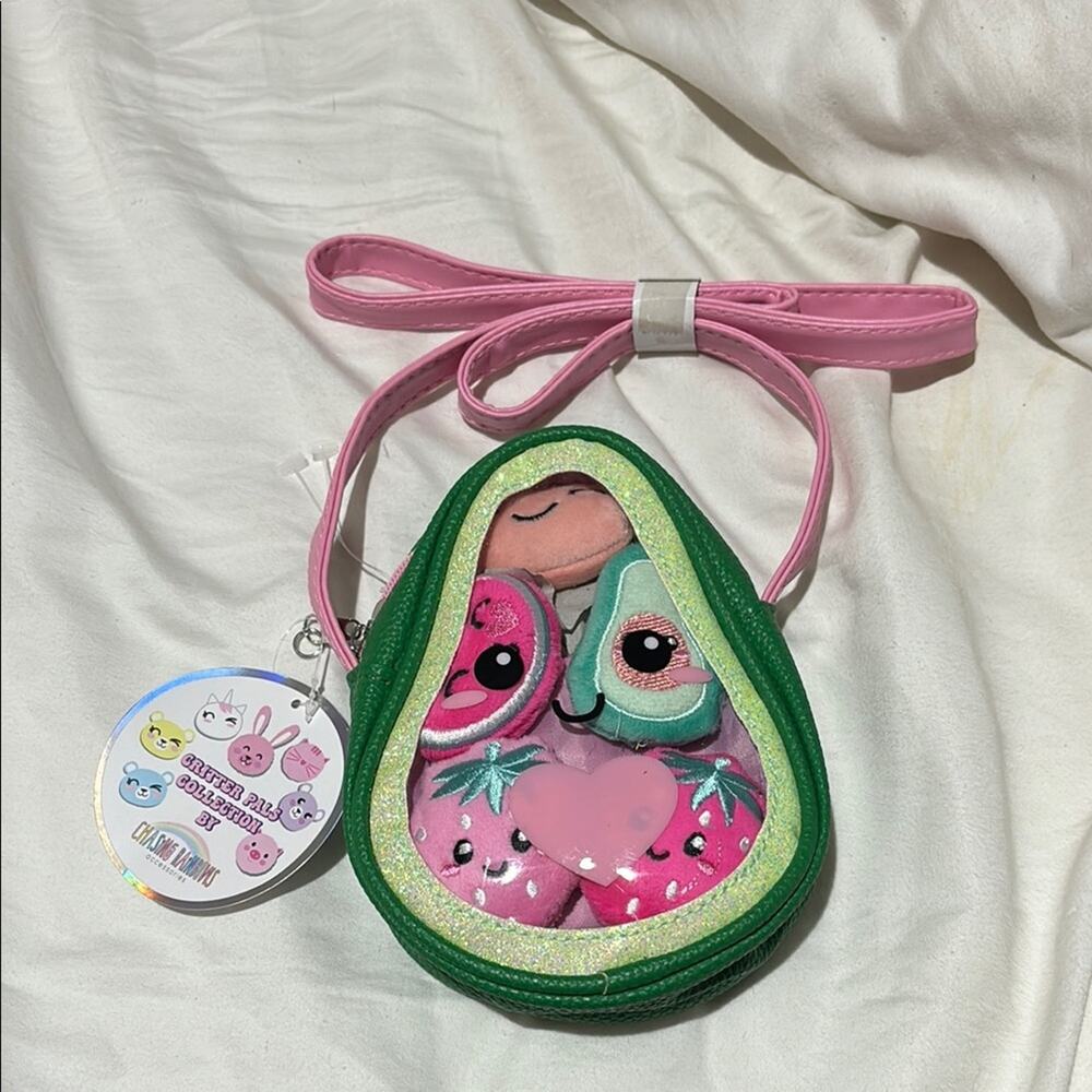Chasing Rainbows critter pals collection Avocado Crossbody Bag Green Pink NWT
